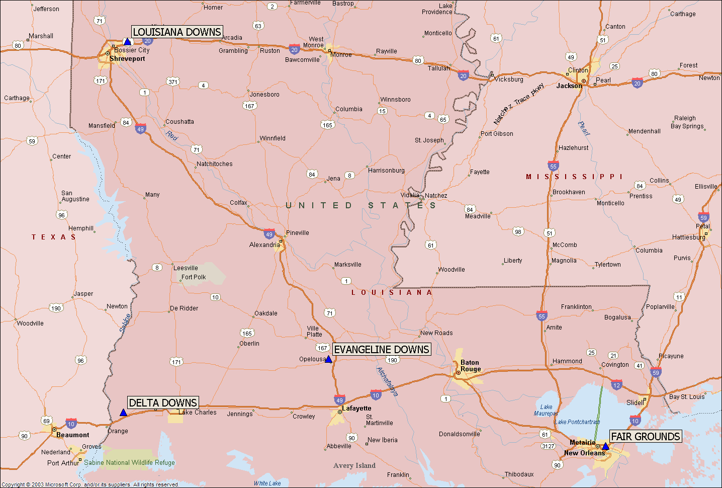 Louisiana Live Race Tracks